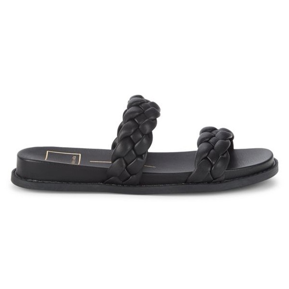 DOLCE VITA Gabbie Braided Double Strap Black Flat Sandals - Picture 1 of 5
